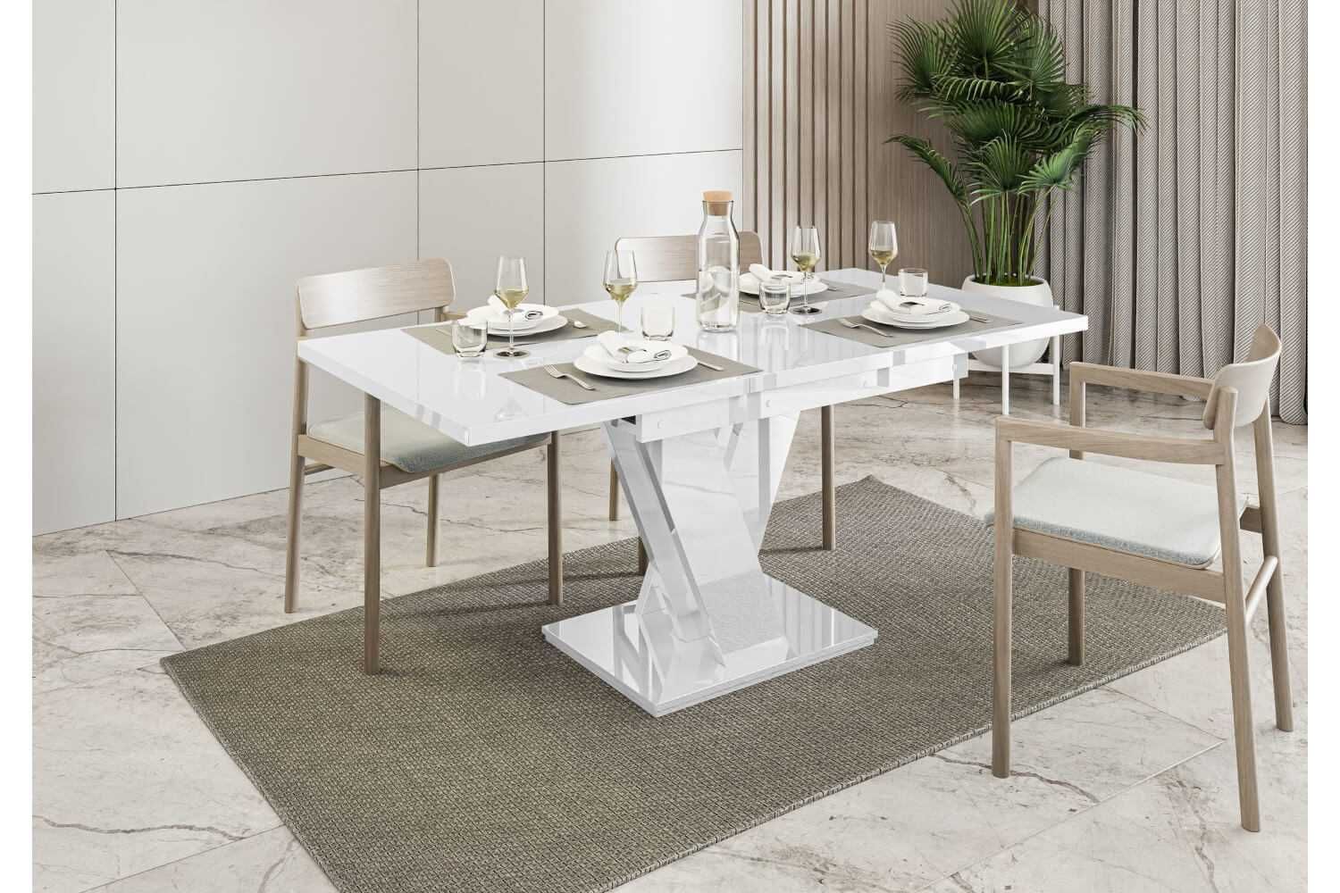 Stół biały połysk rozkładany 120-160 stół do salonu nowoczesny stół