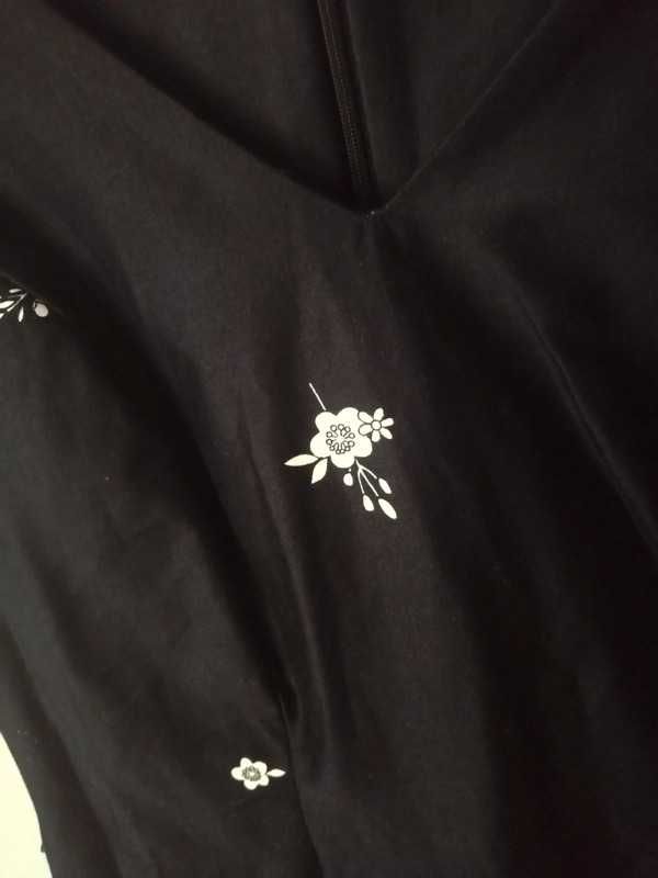 Nowa sukienka M 38 bawełniana w kwiaty wzorzysta czarna kremowa
