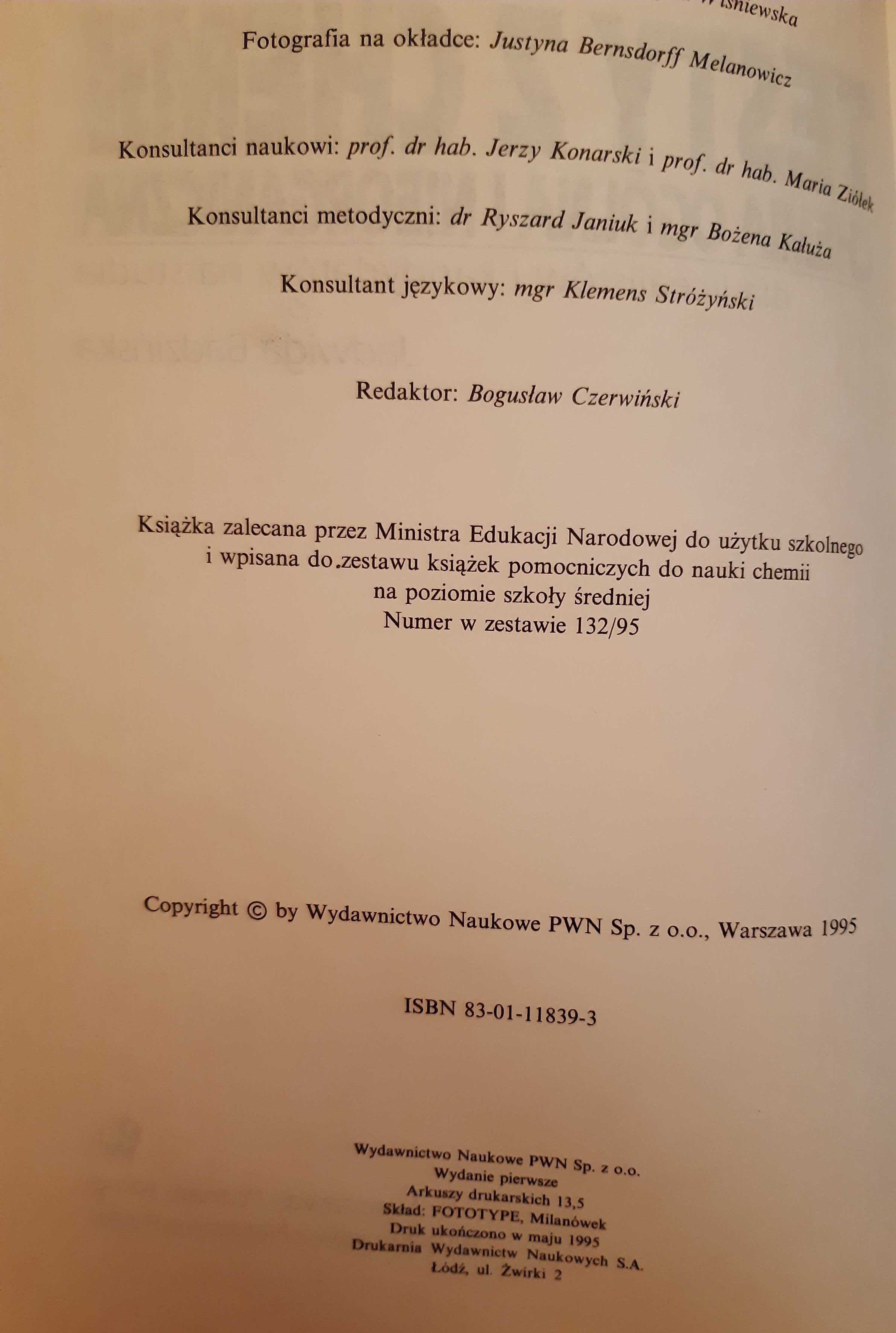 "Testy z chemii, chemia ogólna i nieorganiczna" Jadwiga Badzińska