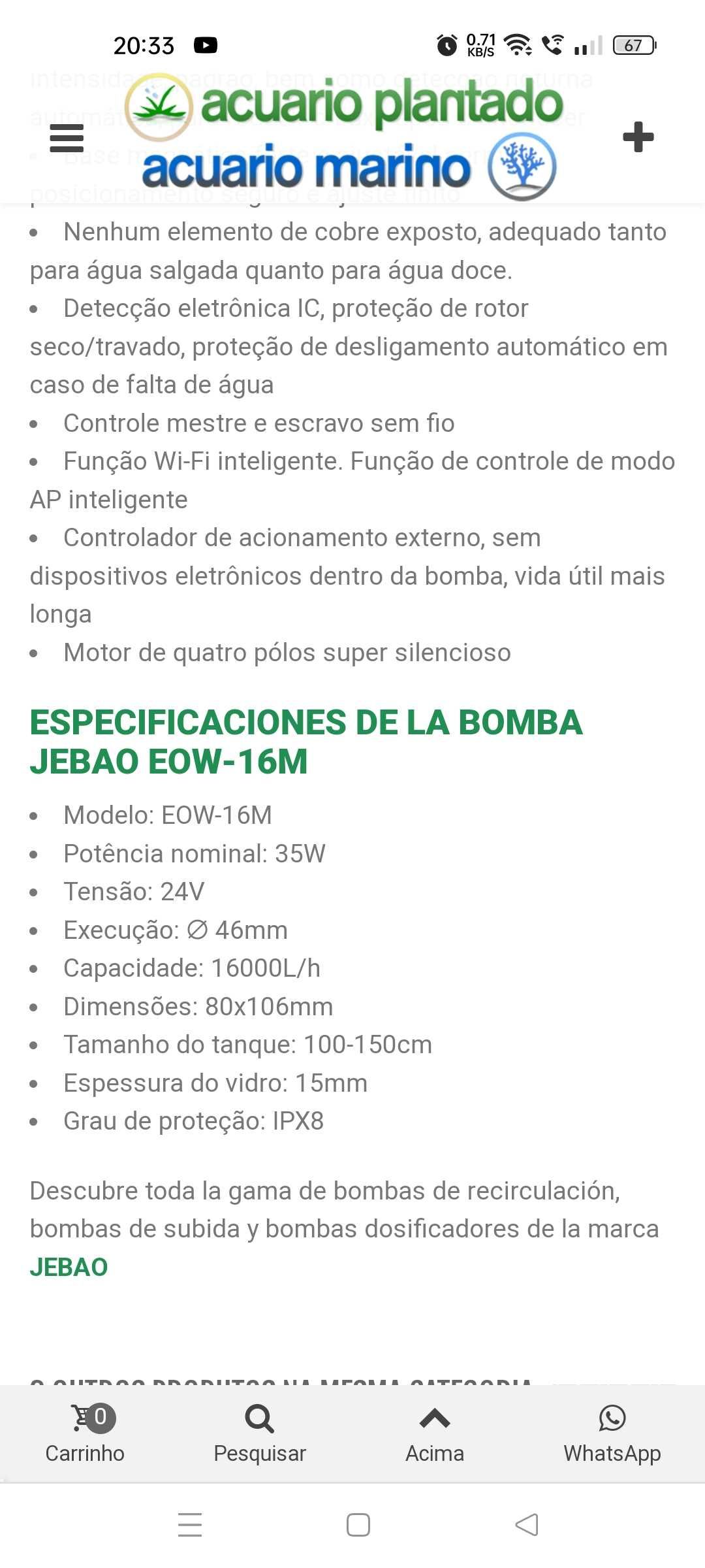 Bomba de circulação jebao 16000L