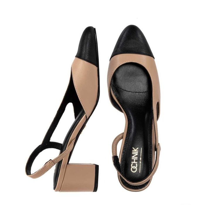 Skórzane czółenka z odkrytą piętą Ochnik