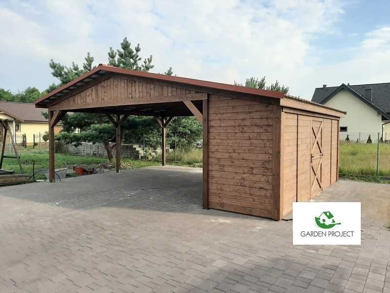 wiata carport2 z pomieszczeniem gospodarczym MIDI