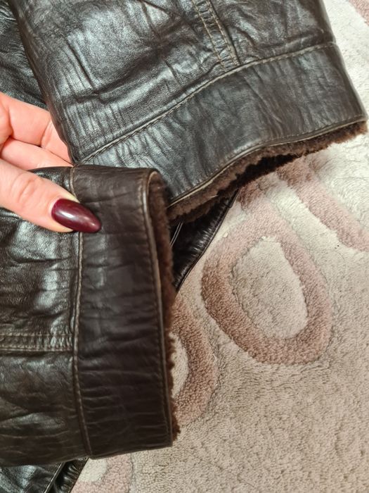 Стильна натуральна дублянка / куртка шкіряна / бомбер / піджак