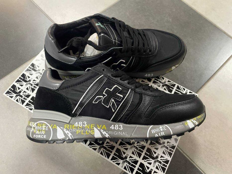 ОРИГИНАЛ Premiata lander новые мужские кожаные кроссовки черные 40-45