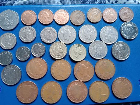 stare monety Wielka Brytania Anglia Elżbieta 10,20.50 new pence pound
