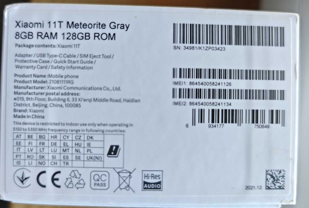 Xiaomi 11T 128/8 GB Meteorite Gray