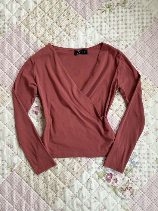 Bluzka top na długi rękaw S 36 mytop brudny róż basic coquette