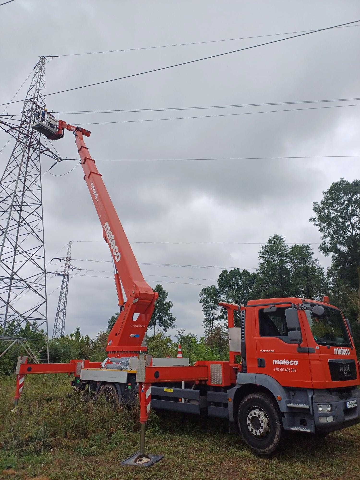 Podnośnik koszowy na wynajem, 45M, Palfinger, Warszawa i Łódź, okolice