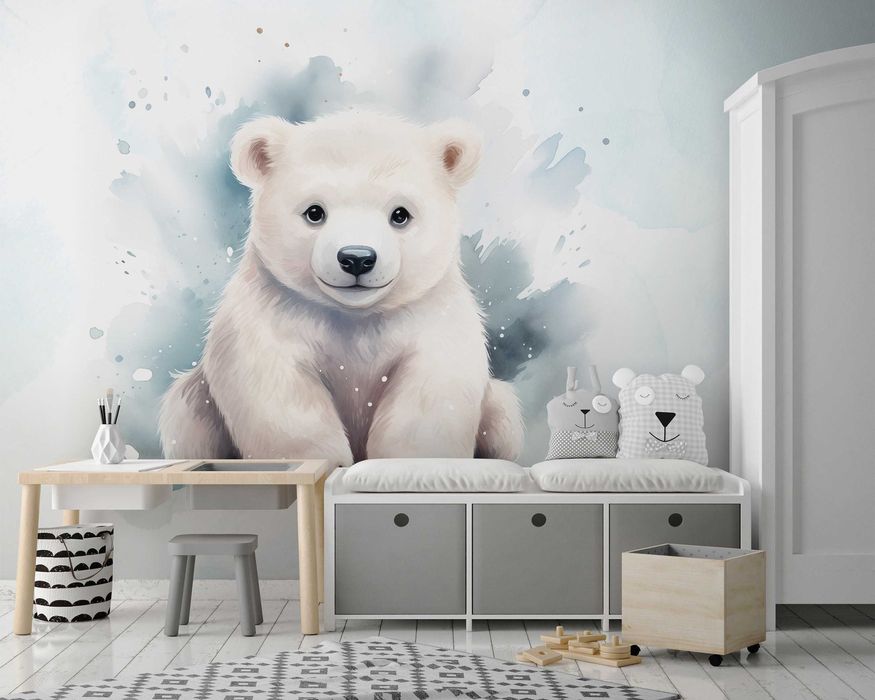 Fototapeta Dla Dzieci Niedźwiadek Miś Polarny 3D Twój Rozmiar + KLEJ