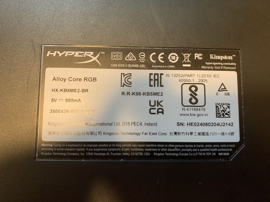 Teclado HyperX Alloy Core RGB
