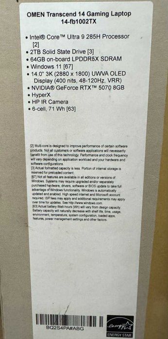 Ноутбук HP OMEN Transcend 14-fb1002TX (BQ2S4PA)