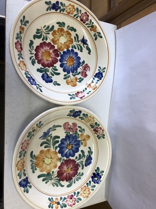 Dwa głębokie talerze ozdobne fajans Włocławski