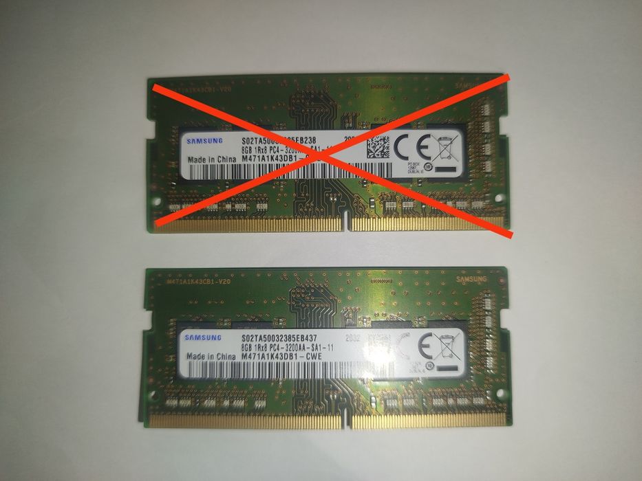 1 планка Samsung DDR4 SODDIM 8GB

Модель: M471A1K43CB1-CWE

Тип: DD