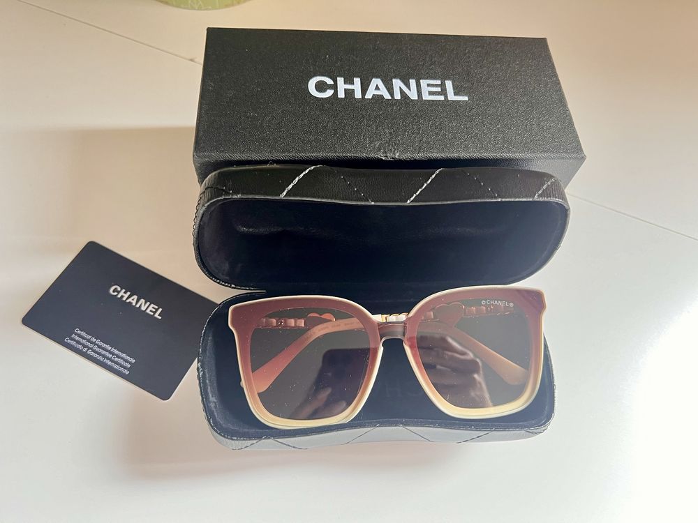Okulary Chanel nowe komplet beżowe piękne nude