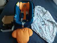 Fotelik Cybex Aton M + adapter do wózka + otulacz