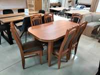 (229) Stół rozkładany + 6 krzeseł, olcha. Wyprzedaż 2299 zł
