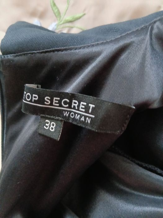 Elegancka sukienka Top  Secret  38 z kołnierzykiem granatowa