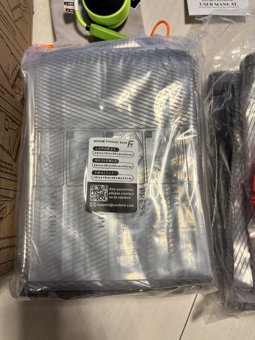 Zestaw próżniowych workow do ubrań