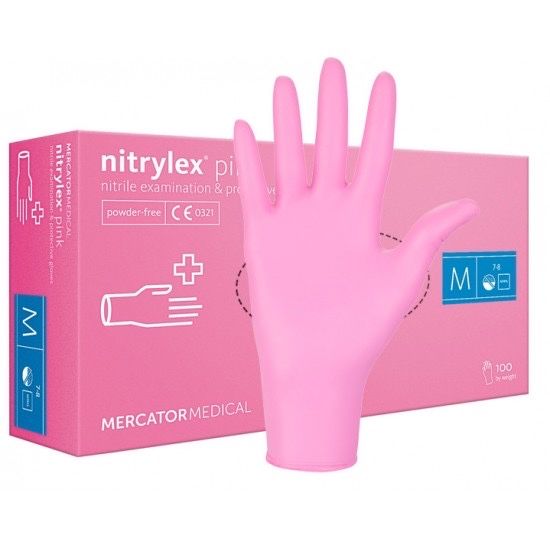 Перчатки нитриловые Nitrylex pink розовые mercator medicom