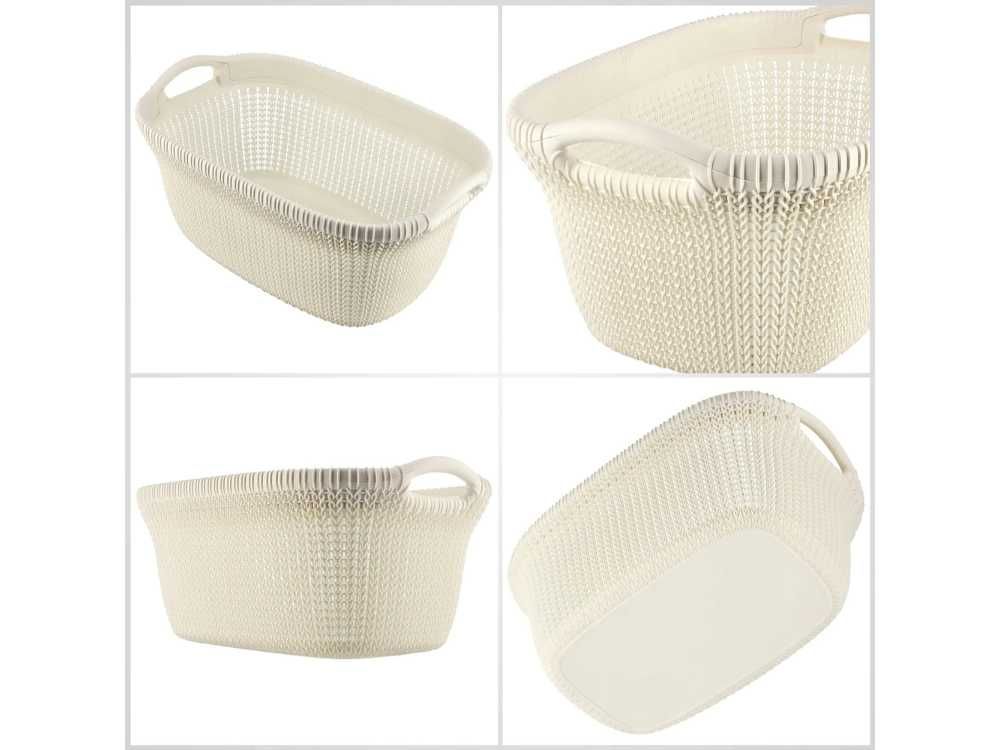 Kosz na Pranie Pojemnik na Bieliznę Curver Knit 40L Kremowy Duży Styl