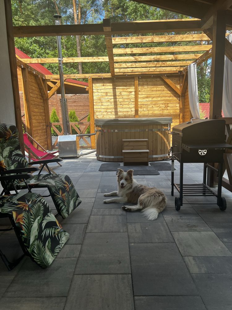 Domek z widokiem na jezioro z balią, łódką i supami  .Bogaczewo 94B