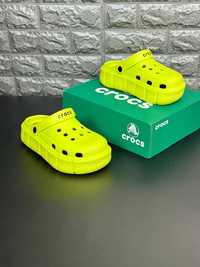 Женские шлепанцы crocs салатовые тапочки крокс