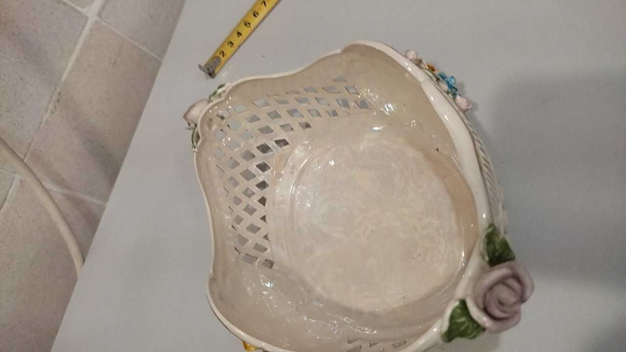Koszyk porcelanowy ażurowy ręcznie malowany sze. 20 GL 15 wys 8