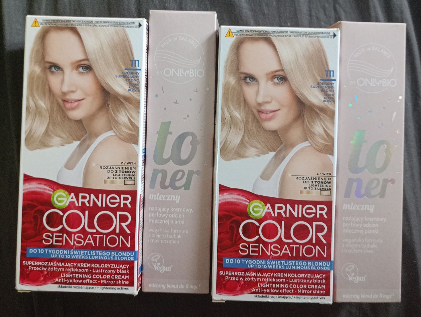 Nowe 4 szt farba Garnier color 111 i toner mleczny