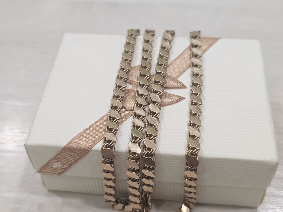 Złoty łańcuszek z MASYWNYCH ogniw CIEKAWY SPLOT PR 583 50 cm