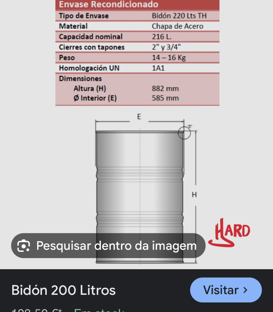 Bidons de óleo vazios quantidade poderei baixar valor