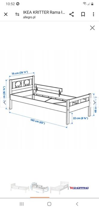 Łóżko ikea kritter rama białe