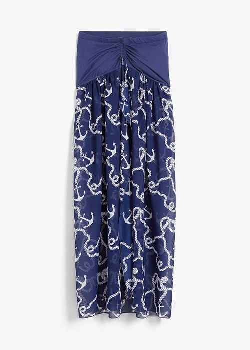 B.P.C sukienka szyfonowa plażowa bandeau granatowa w kotwice r.48