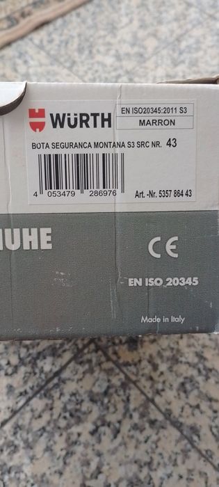 Botas trabalho Wurth S3 43