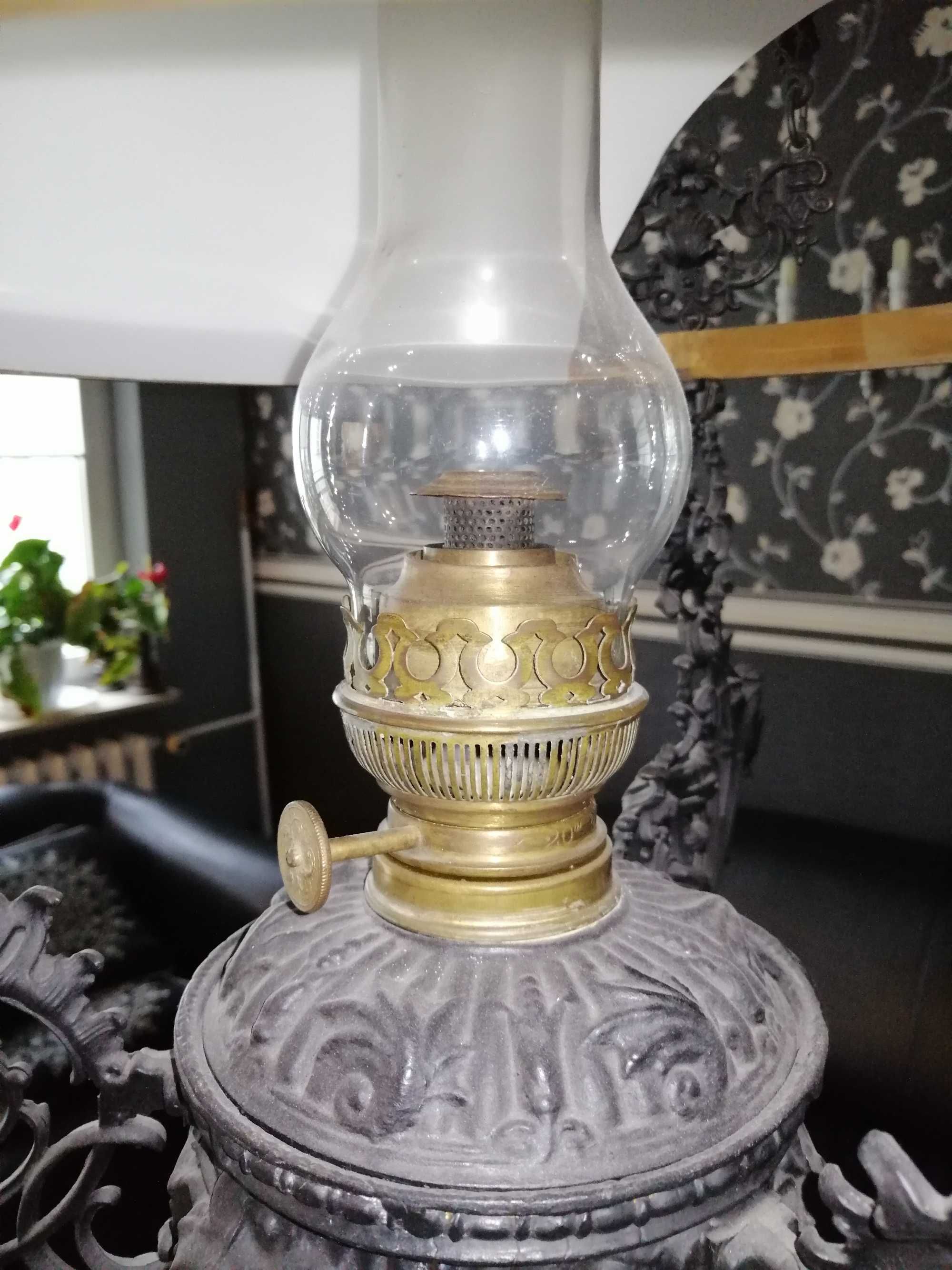 Stara żeliwna wisząca lampa naftowa Matador Brenner 20"