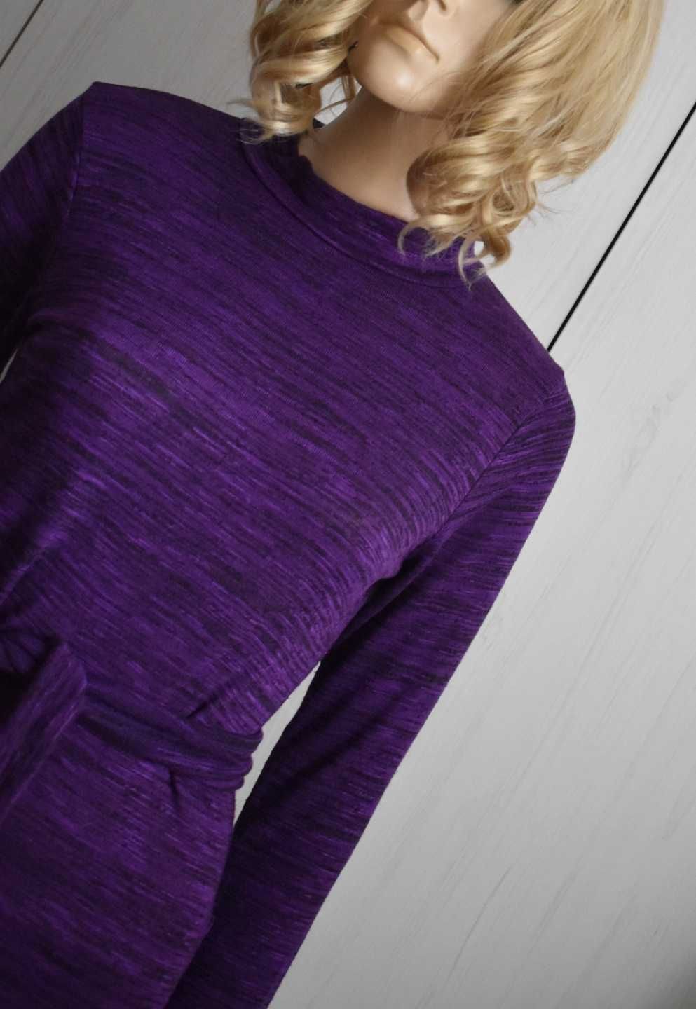 Sukienka M L 38 wiązana z paskiem dopasowana ołówkowa do kolan eleganc