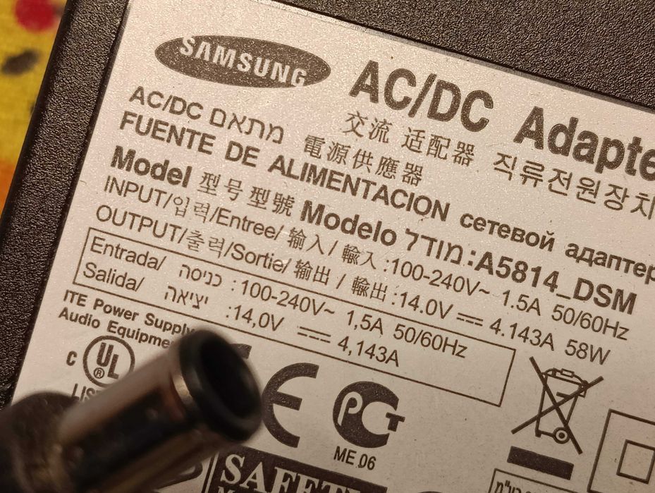 Блок живлення до монітора Samsung 14.0V 4.143A A5814_DSM (6.5×4.4mm)