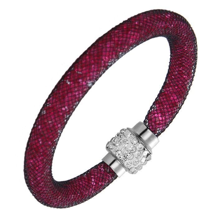 Śliczna różówa bransoletka STARDUST SWAROVSKI crystal magnes Charm