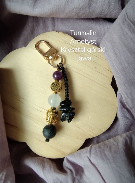 Brelok z kamieni naturalnych turmalin