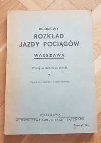 Rozkład jazdy pociągów Warszawa 1974r