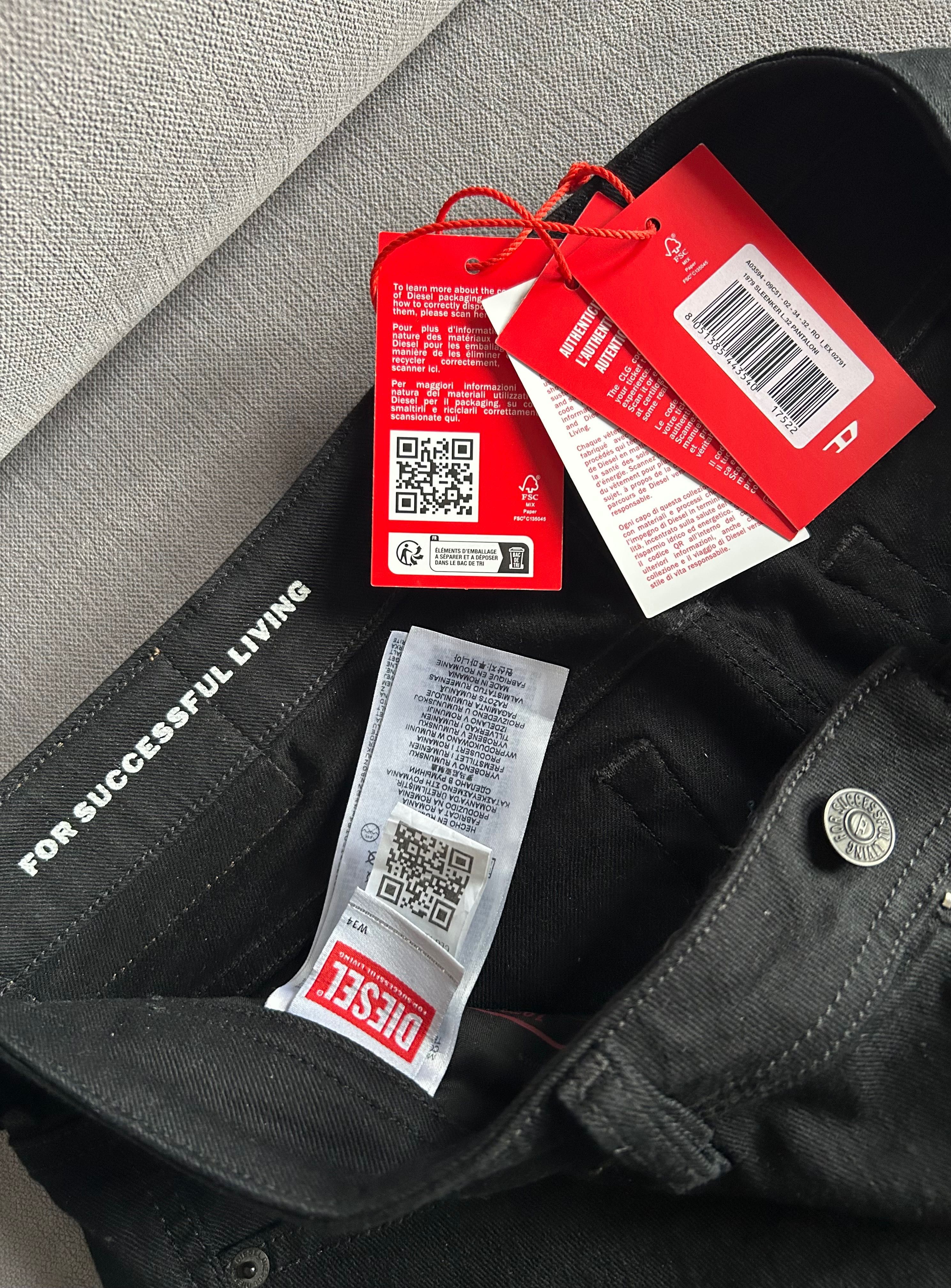 Diesel  -70 % SLEENKER - Jeansy Skinny Fit 34/30 Black
