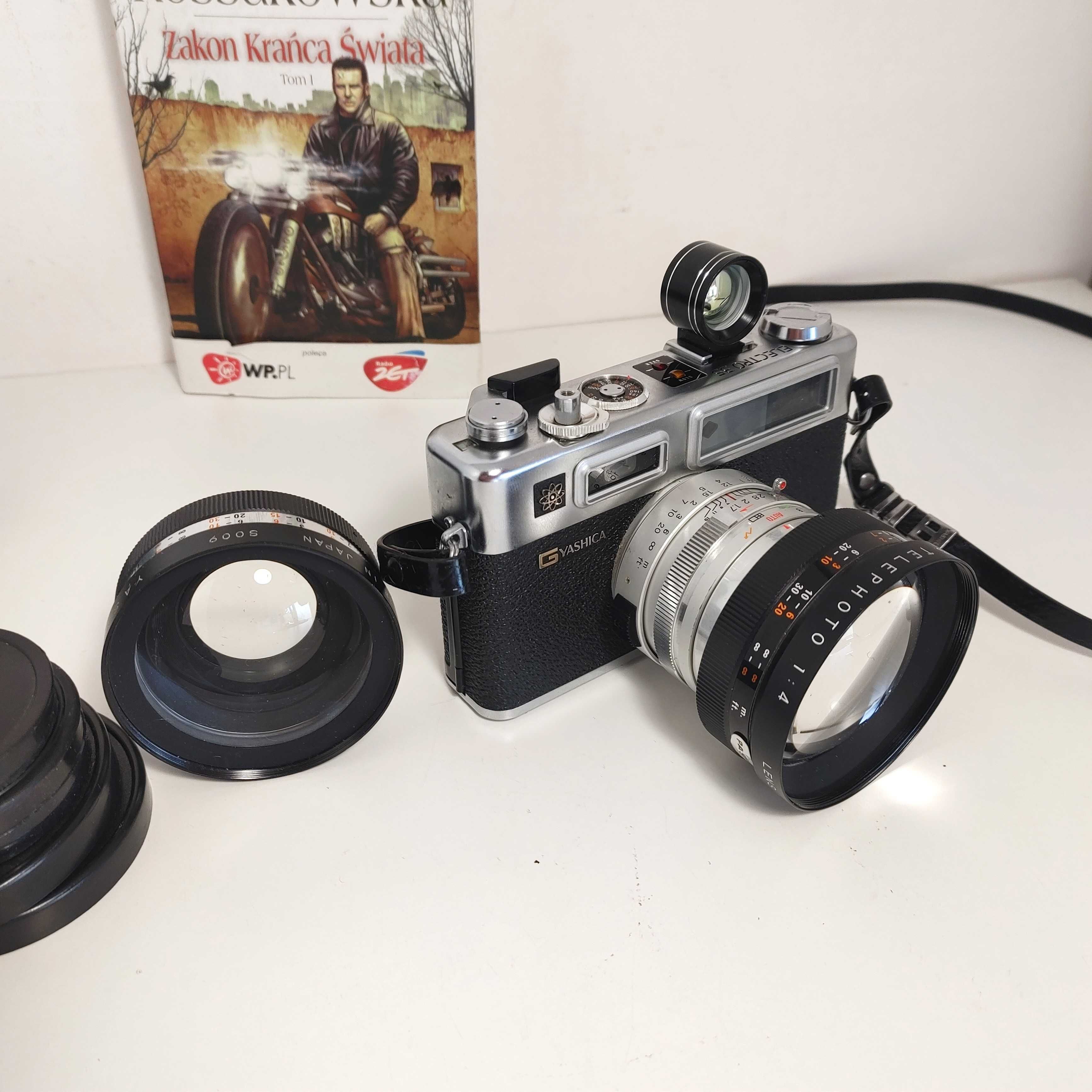 KOLEKCJONERSKA Yashica Electro 35 GSN z dwoma converterami i wizjerem