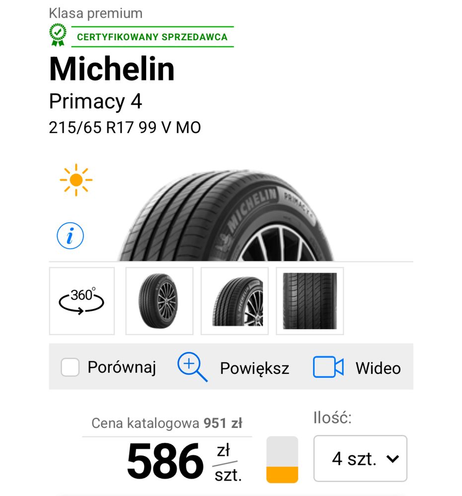 Nowe opony letnie 215/65/17 Michelin