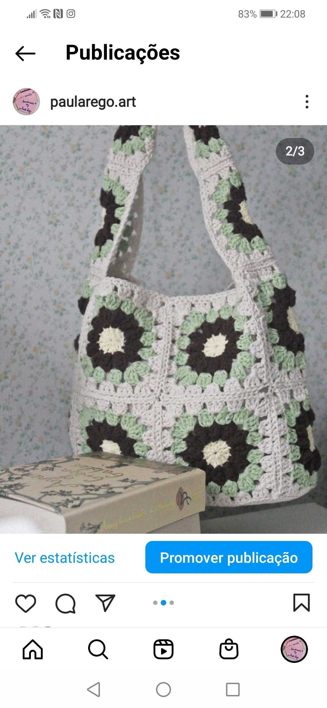 Saco crochet feito à mão