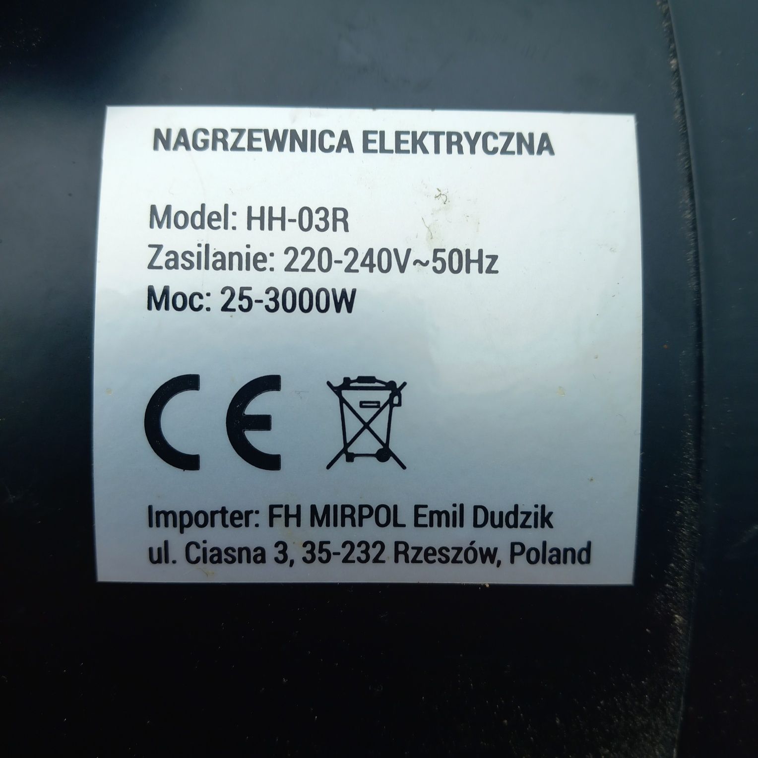 Nagrzewnica elektryczna HH-03R 3000W