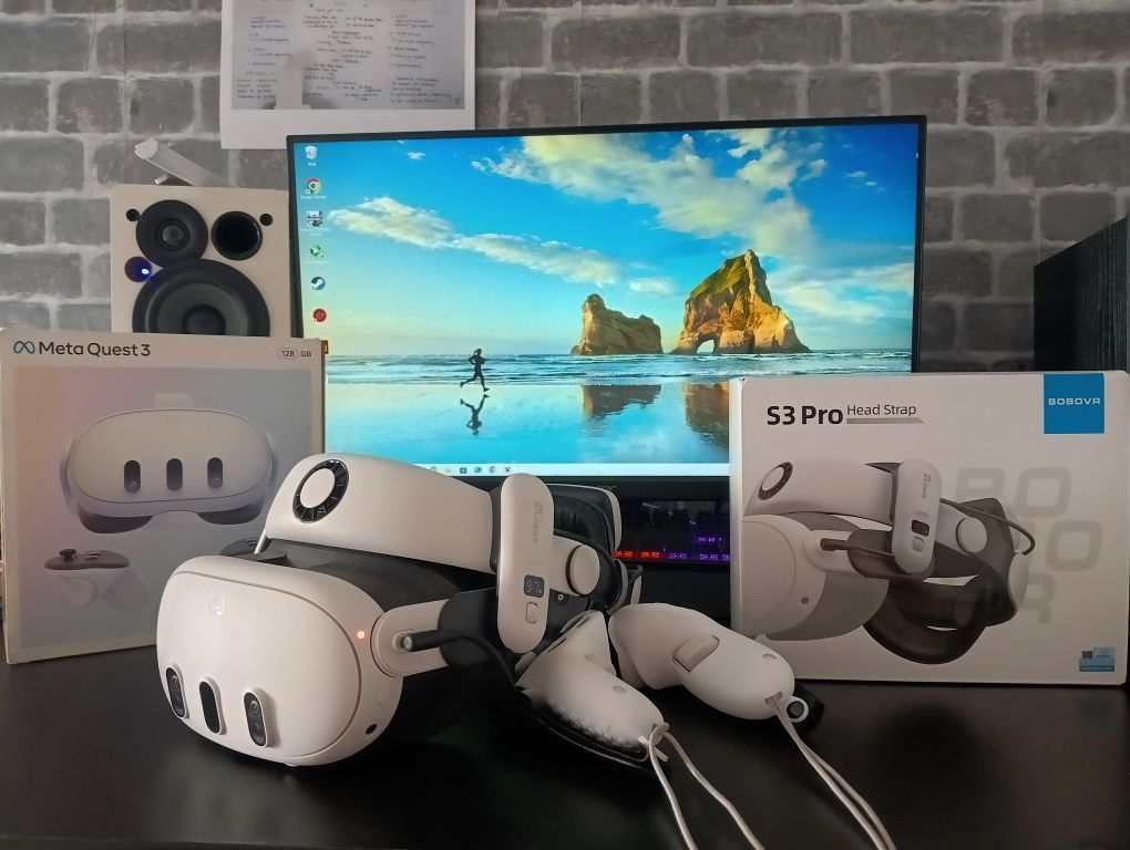 Meta Quest 3 + Bobovr S3Pro + kabel do ładowania 5 metrów