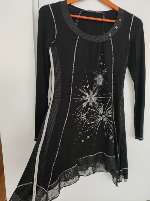 T-shirt, túnica, manga comprida, preta, La Mode est à Vous, 36