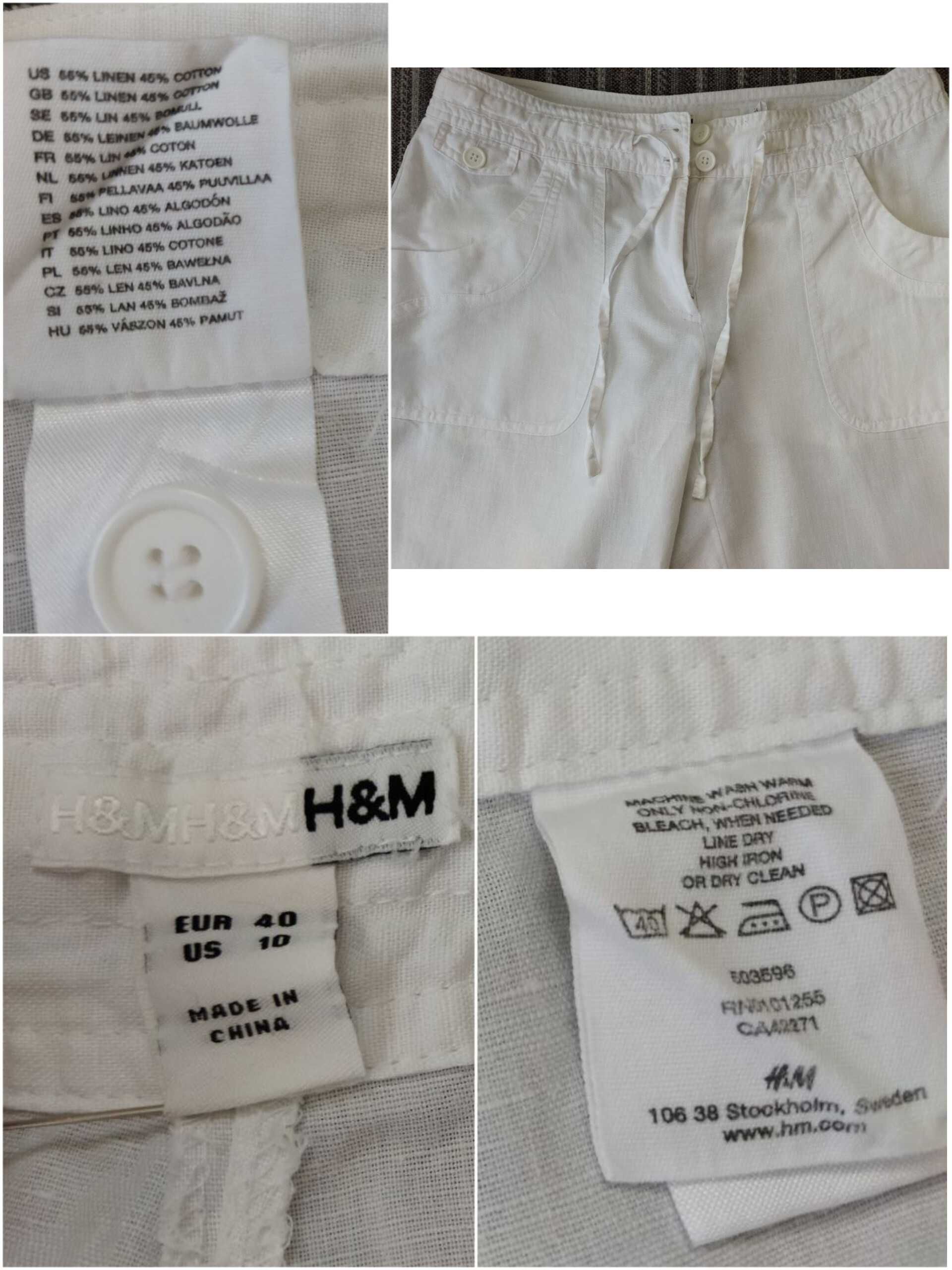 Лляні бріджі 40р. H&M білі штани льон hm