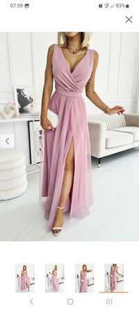 Sukienka suknia wesele Bicotone pudrowy róż 34 xs tiul rozporek