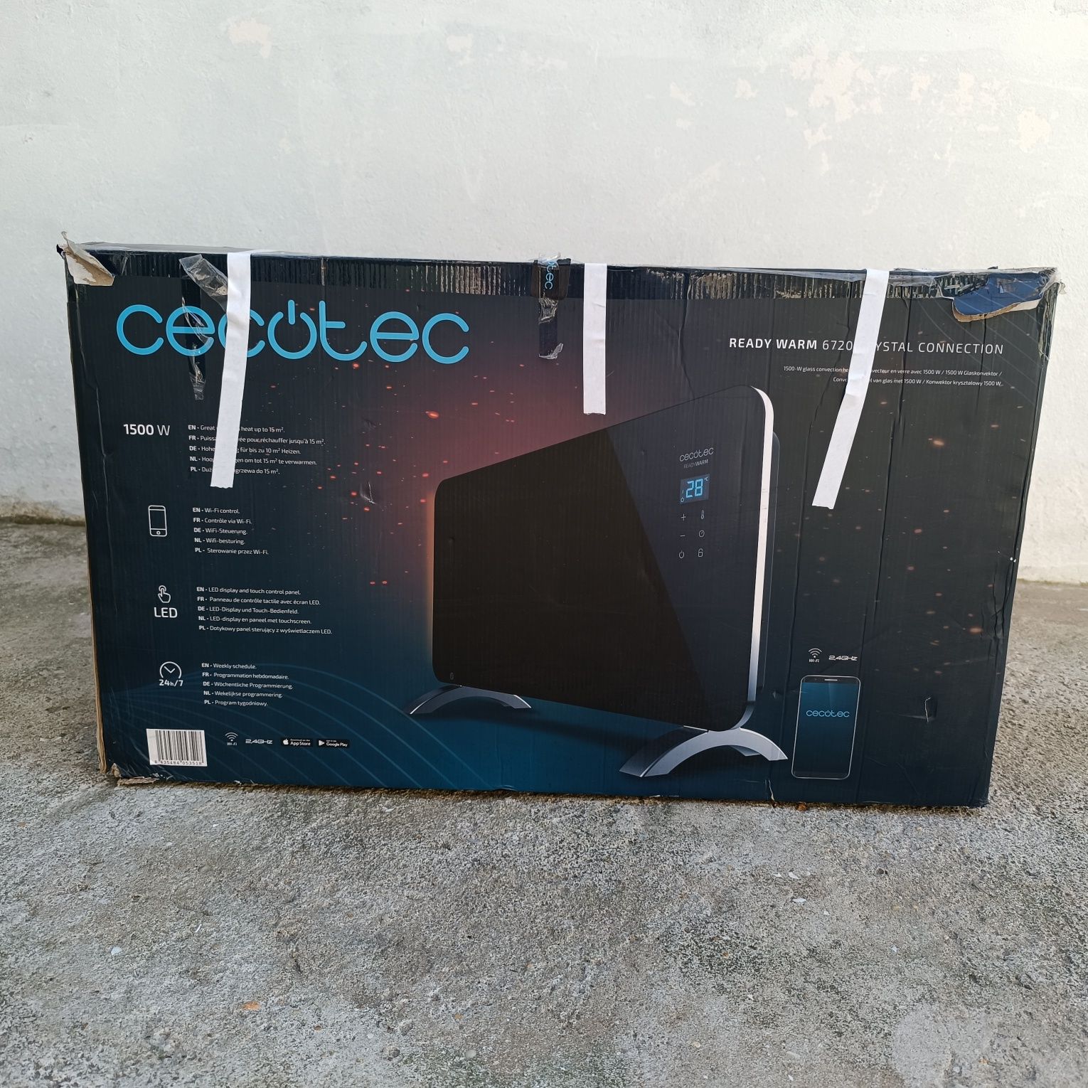 Aquecedor Cecotec Ready Warm 6670 Crystal Connection Wi-Fi 1500W Preto