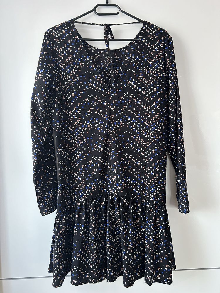 Piękna sukienka babydoll czarna w kropki Sinsay rozmiar M